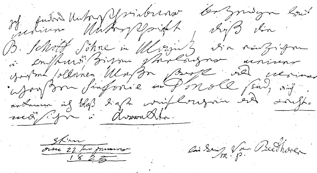 document aan uitgever schott 1825