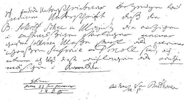 document aan uitgever schott 1825