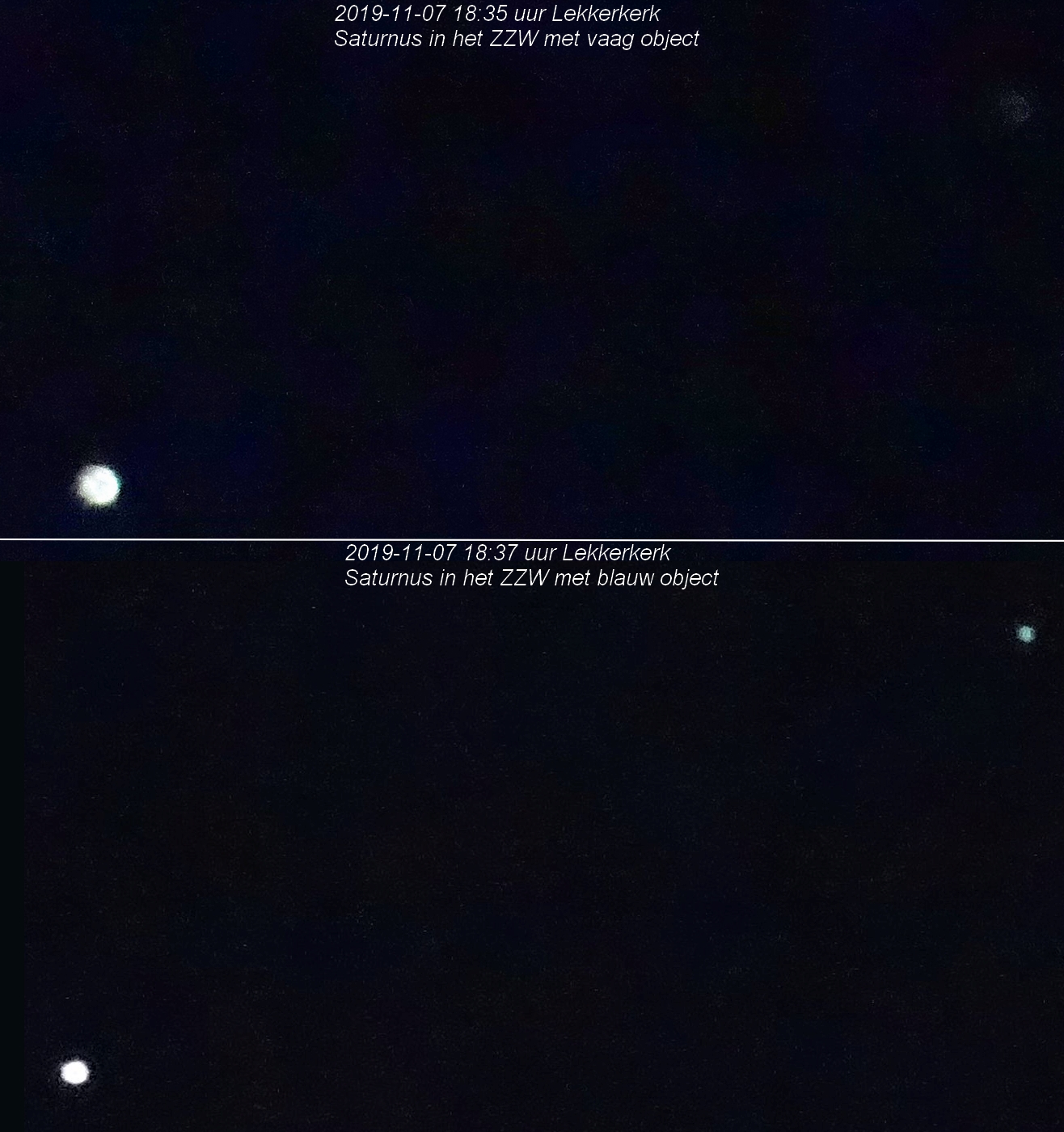 saturnus en blauw object